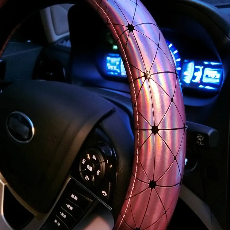 Модный чехол на руль 38 см с электропокрытием универсальный розовый для салона