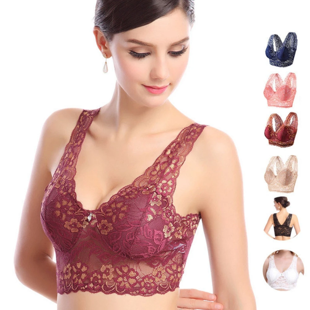 

Bras For Women Sexy Deep V Cozy Cotton Wire Free Underwear Female Lingerie Thin Push up Bras Lace Bras Comfort Underwear