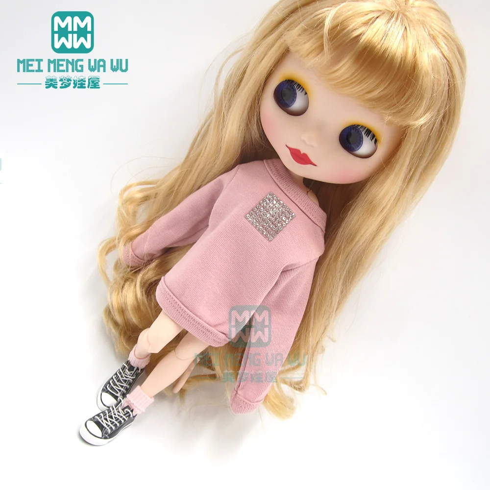 1 шт. одежда Blyth Doll модная расшитая блестками футболка белый, черный, коричневый, темно-зеленый для Blyth Azone1/6 Аксессуары для кукол