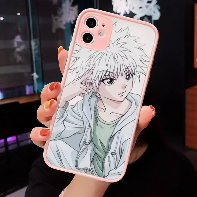

Hunter X hunter Phone Case For iPhone 12 11 Mini Pro XR XS Max 7 8 Plus X Matte transparent Pink Back Cover