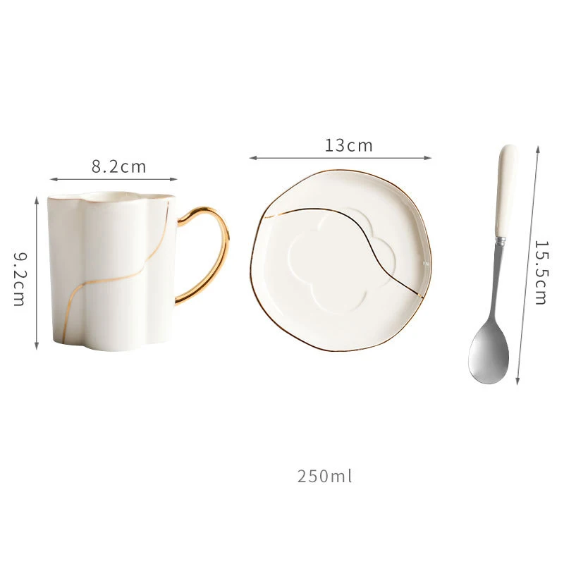 Скандинавская кофейная чашка с блюдцем в золотой оправе креативная фарфоровая
