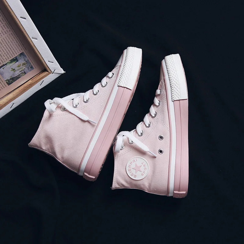 Женские Классические парусиновые кроссовки однотонные розовые Прогулочные со