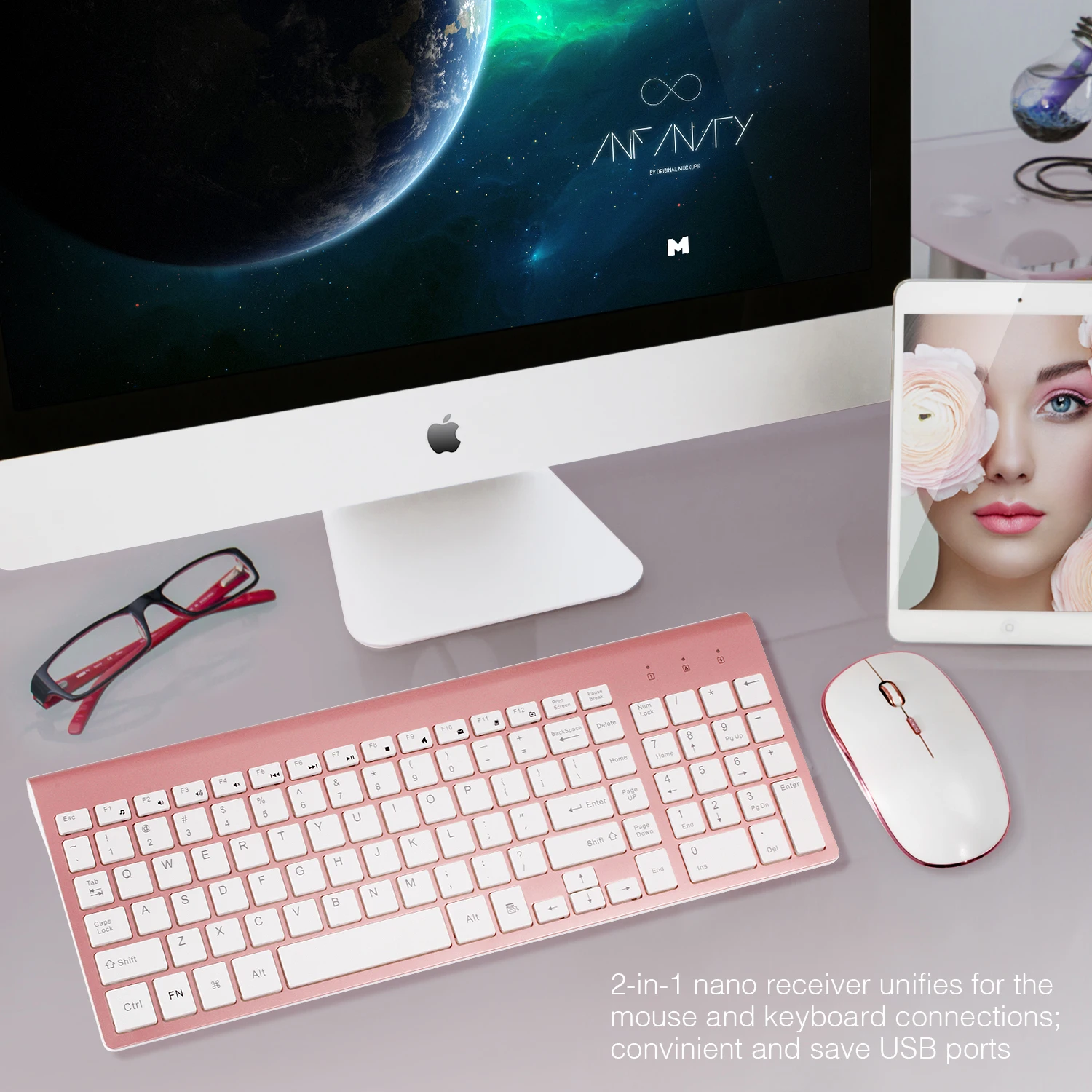 Беспроводная клавиатура и мышь fitones2 4 ГГц ультратонкая портативная ПК MAC Android