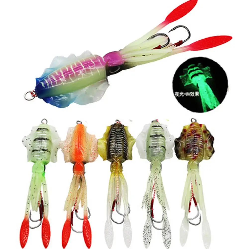 

Swim Soft Silicone Portable Artificial Fishing Tackle long tail Saltwater Octopus Bait hook Squid Skirt Lure