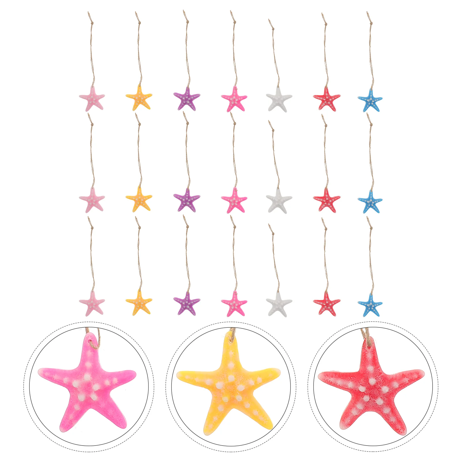 

21Pcs Colorful Sea Stars Ornament Decorative Sea Stars Model Hanging Sea Stars