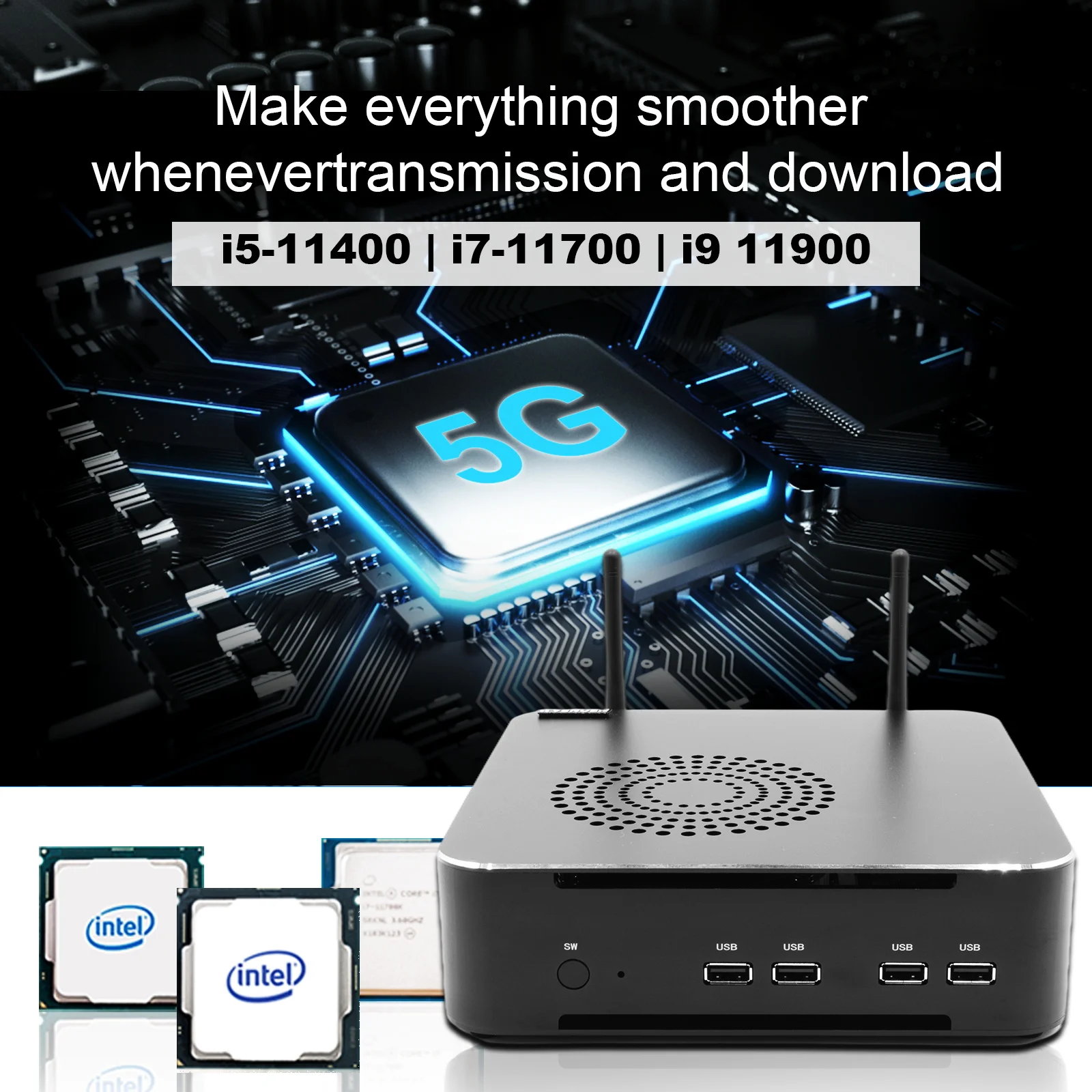 

Newest Intel Core i9 11900 Core i7 11700 Core i5 11400 Nuc Mini pc dual RAM MAX 64GB HDMI 4K win 11pro 64bit WiFi 6 BT5.1