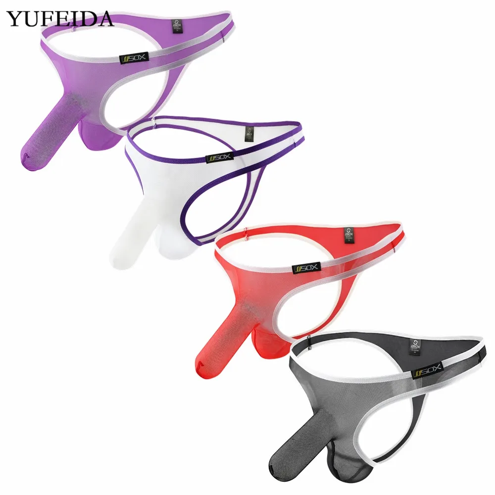 YUFEIDA мужские сексуальные гей стринги G Нижнее белье прозрачные сетчатые с