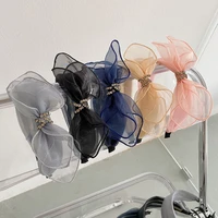 mesh bowknot headband fashion hair accessories women fairy czech diamond fine edged hairbands boutique washing cute hair hoop