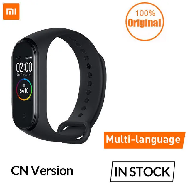 CN Version Xiaomi Mi смарт-браслет 4 цветной экран пульсометр фитнес 135 мАч Bluetooth 5,0 спортивный водонепроницаемый браслет - Цвет: CN Version