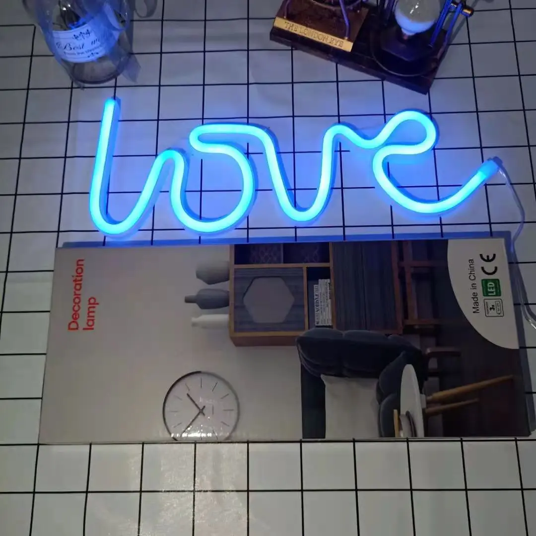 Love неоновый светильник знак светодиодный письмо ночника Батарея питаемые через