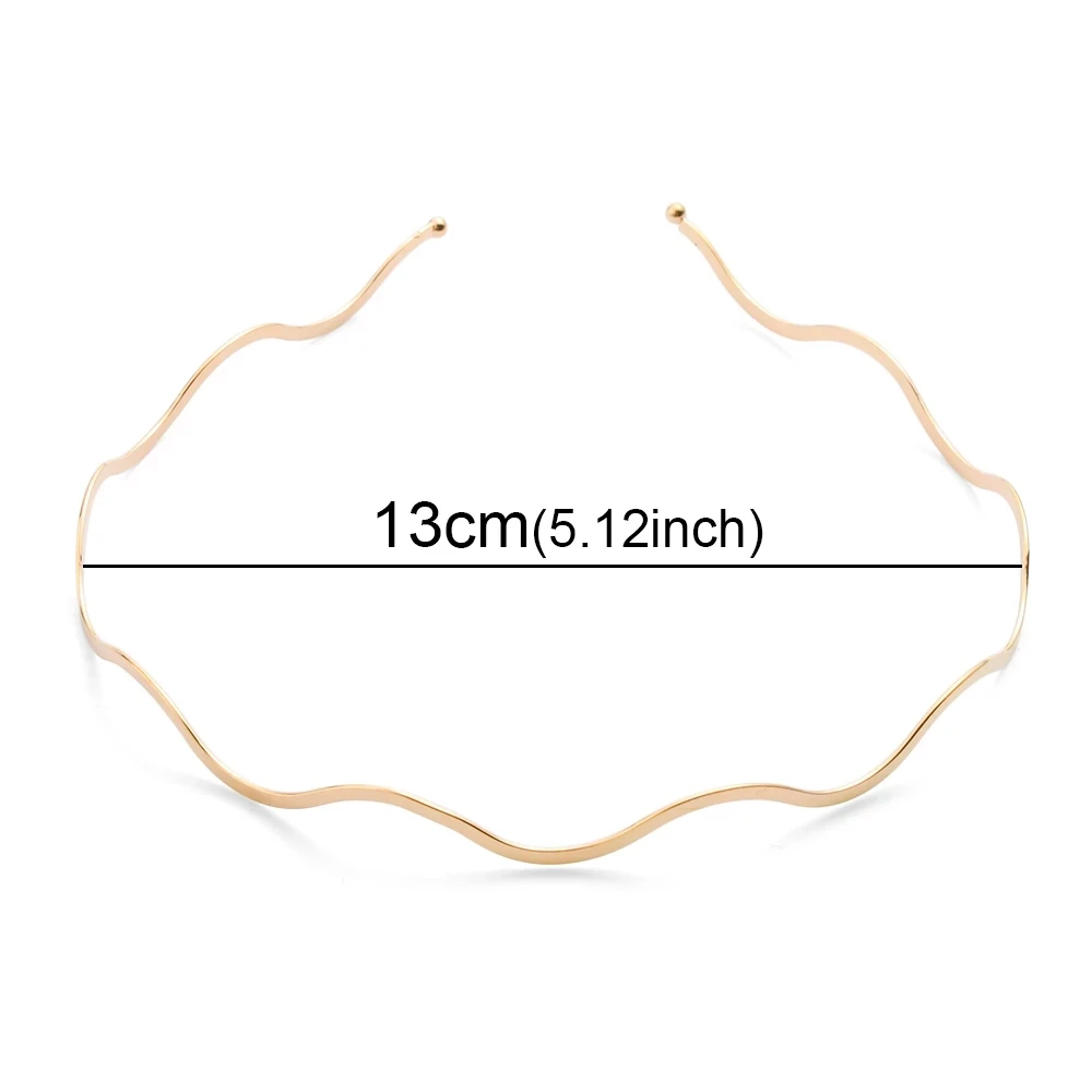 

1pcs New Fashion Women Gold Metal Wave Bending Hairbands Geometric Thin Headbands Elegant Headdress For Daily Party
