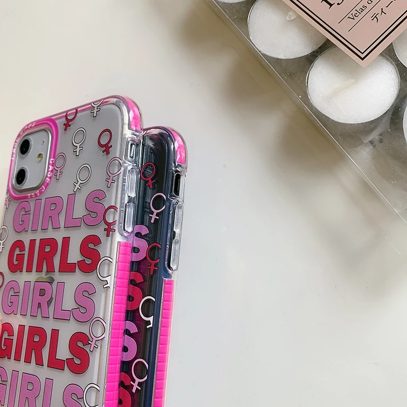 

Cool Pink Girls Phone Case for iphone 12 Mini 11 Pro Max 6 s X XR XS Max Soft Silicone Transparent Cover For iPhone 7 8 plus