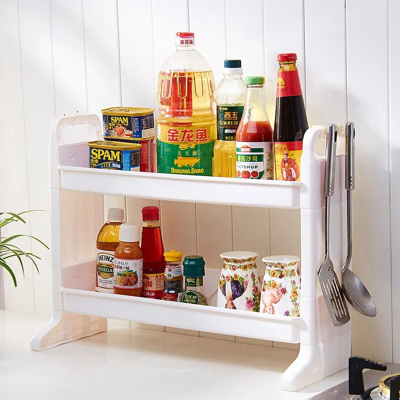 DIY пластиковый двойной слой ванная комната стеллаж для хранения кухонная полка