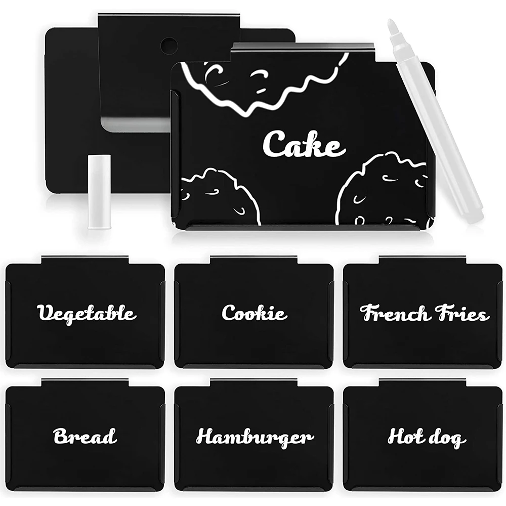 Etiquetas de Metal reutilizables para cestas de almacenamiento, organizador colgante para cestas, despensa de cocina, 8 unidades-0