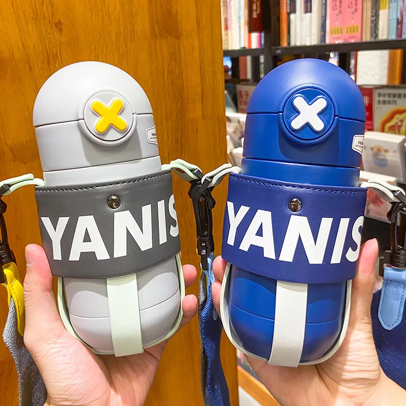 

450ML Thermo Bottles for Hot Coffee Vacuum Stainless Steel Mug Coffee Thermal Cup Travel Insulated Tumbler Straw Cup