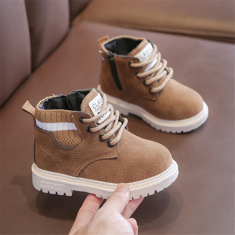 

Fashion Kids Boots Outdoor Walking Shoes Child Boy Girl Autumn Winter Warm Plush Ankle Bootie Anti-Skid Toddler Sport Sneakers
