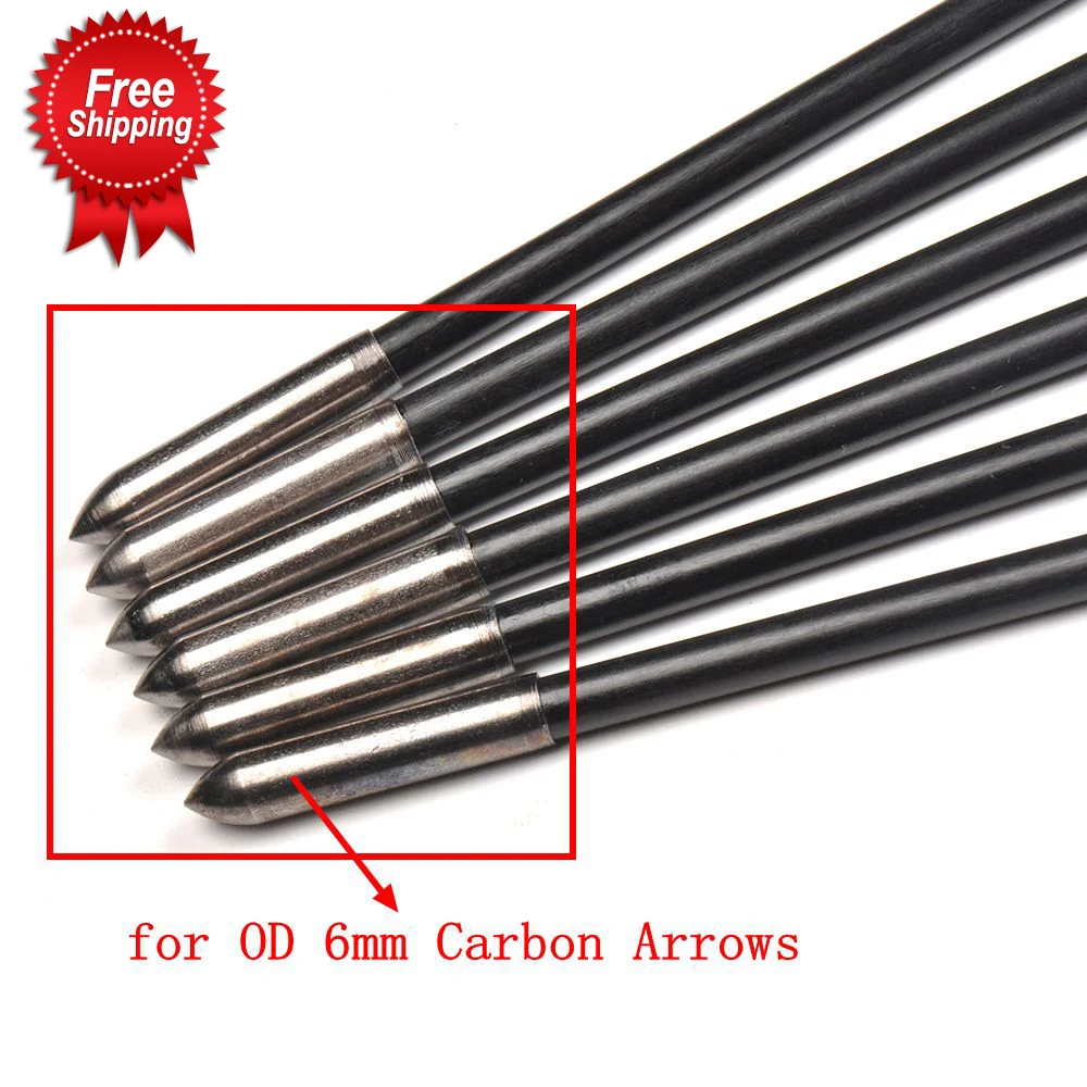 Наконечники стрелы для стрельбы из лука OD 6 мм карбоновые серебристые цветные