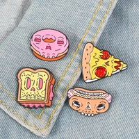 4pcsset cartoon food enamel pin pizza hot dog sandwich toast donut brooch clothes pin badge bag lapel jewelry gift for friends