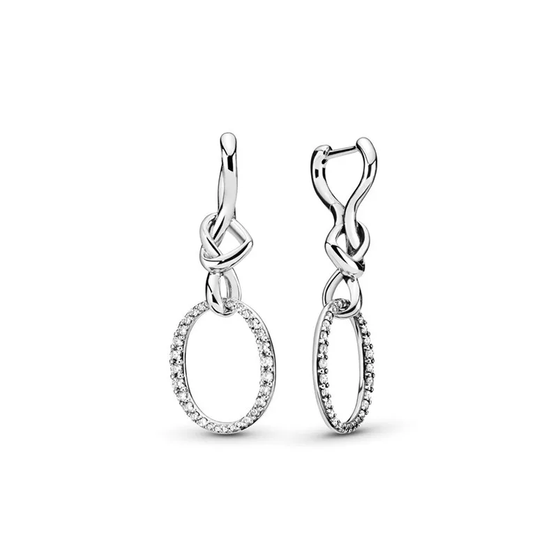 

100% S925 Silver New Fashion Love Knot Earrings Women's Wedding Party Holiday Gifts Diy Charm Boutique Jewelry