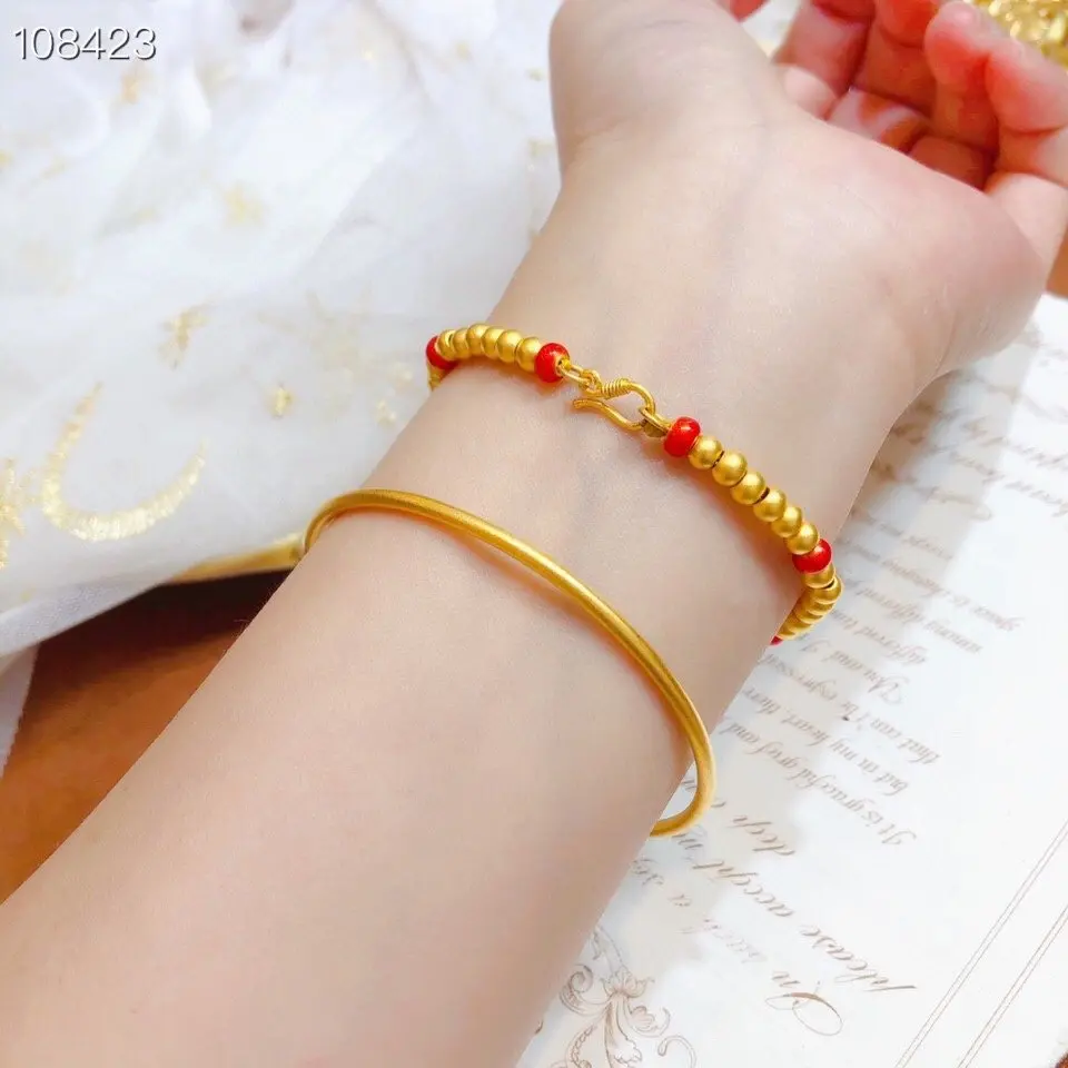 

HX 24K Pure Gold Bracelet Real 999 Solid Gold Bangle Upscale Beautiful Romantic Trendy Classic Jewelry Hot Sell New 2020