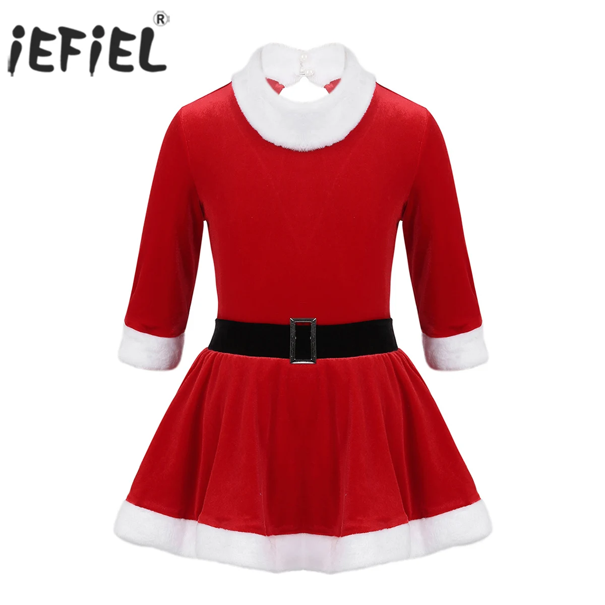 Детские Рождественские танцевальные костюмы Санта Клауса для девочек