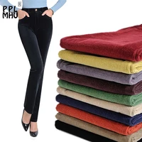 fashion fall corduroy pants women candy colors oversize 35 high waist trousers office lady classic pant mom straight pantalones