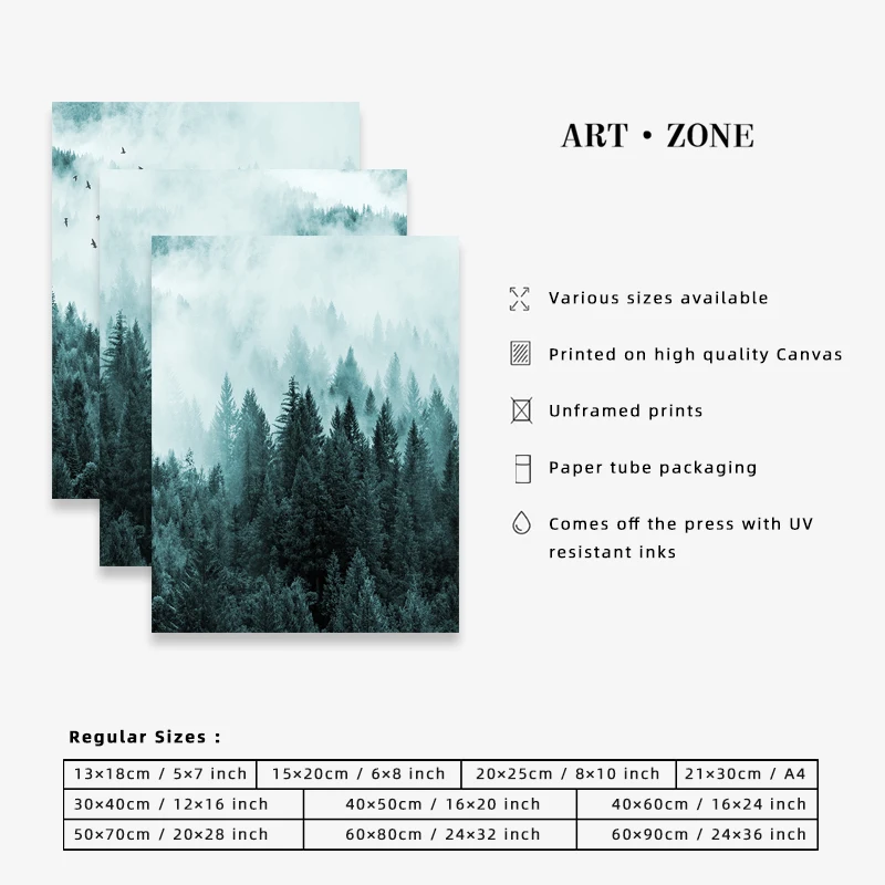 Постеры принты картины на холсте с изображением лесного горного пейзажа