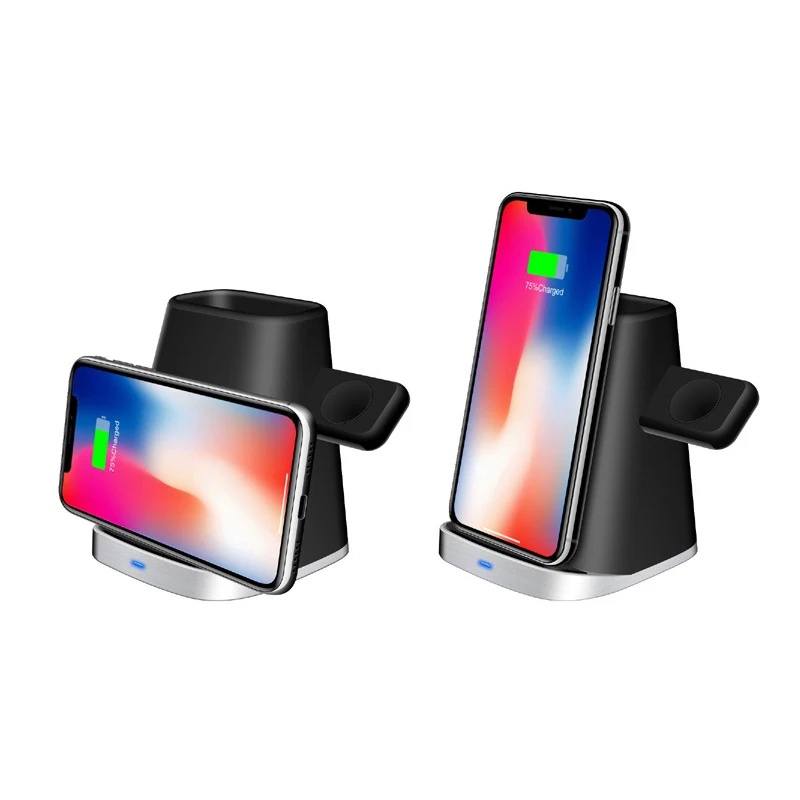 Беспроводное зарядное устройство Qi 3 в 1 для Airpods 10 Вт подставка быстрой