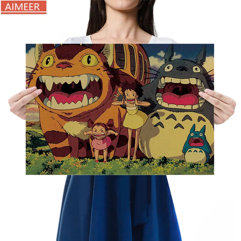 AIMEER Hayao Miyazaki аниме Мой сосед Тоторо Модель M крафт бумага Ретро плакат для кафе бар