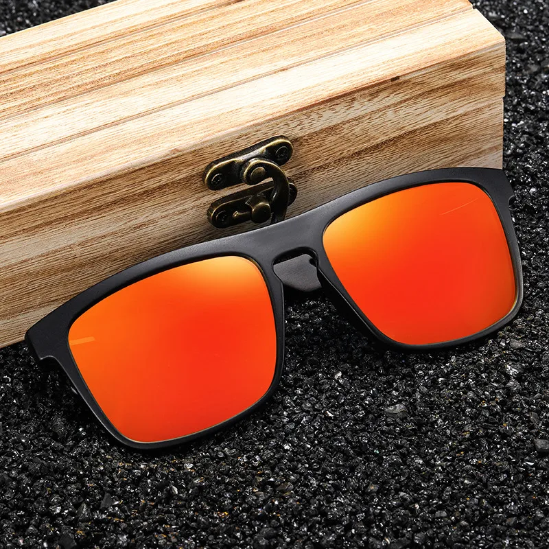 EZREAL Vintage Sports Style Polarized Sunglasses Men Black Driving Square Wooden Shades Sunglass 