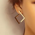 Южнокорейские квадратные геометрические модные массивные сетевые индивидуальные серьги INS с холодным ветром металлические серьги для женщин