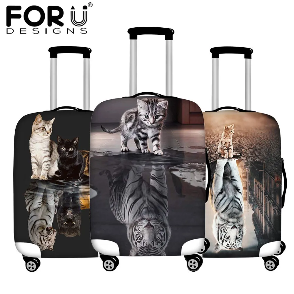 

FORUDESIGNS Fashion Travel Accessories Luggage Protective Covers Cat refracts tiger Design Suitcase Christmas Student Case