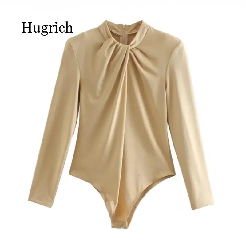 

Женское модное боди с круглым вырезом, украшенное узелком, женские облегающие сиамские Комбинезоны на молнии сзади с подкладкой на плечах