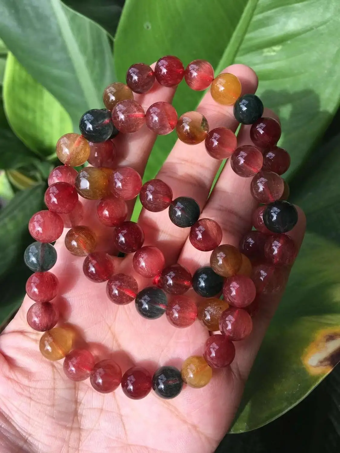 Натуральные красочные рутилированные кварцевые бусины браслет для женщин и