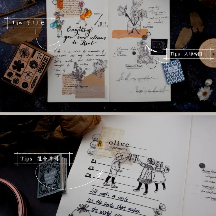 Новинка 6 шт./лот прозрачные винтажные бумажные стикеры из веллума для