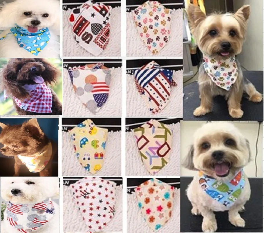 300 шт./лот новый дизайн Смешанные 60 цветов регулируемые новые банданы для собак и