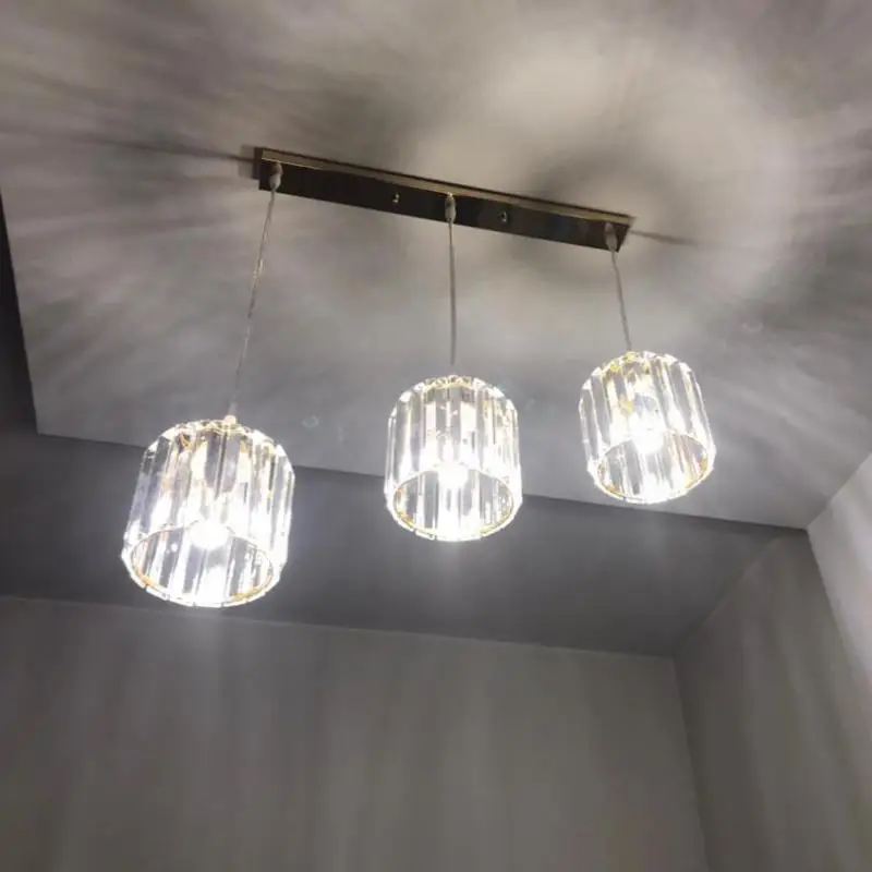 Искусство 3 шт золотой кристалл бар освещение дома круглый подвесной светильник