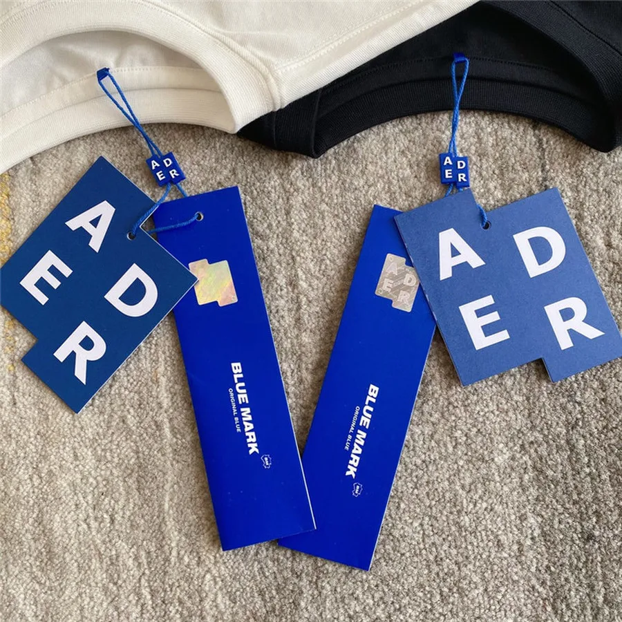 

ADER ERROR Diagonal T-shirt Men Women Solid Adererror Printed Tee Tag Blue Mark Label Ader Tops