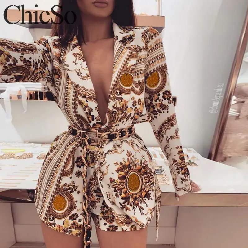 Missychilli блейзер с принтом Пейсли костюм бандажный комбинезон женский винтажный