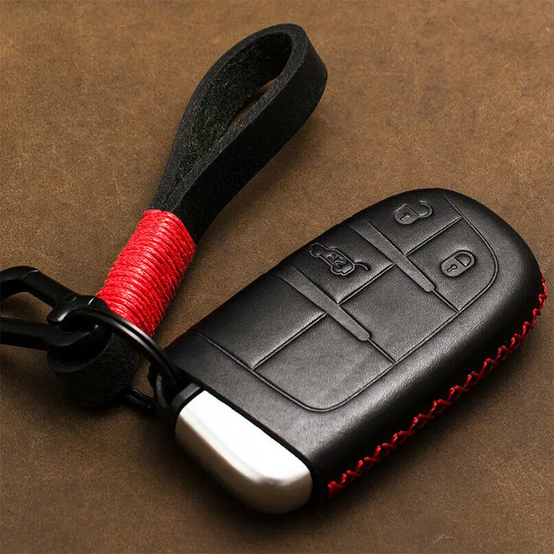 2 3 4 Buttons For Jeep Grand Cherokee Chrysler 300C Renegade Fiat Freemont Leather Car Key Cover Case Chain Protector | Автомобили и