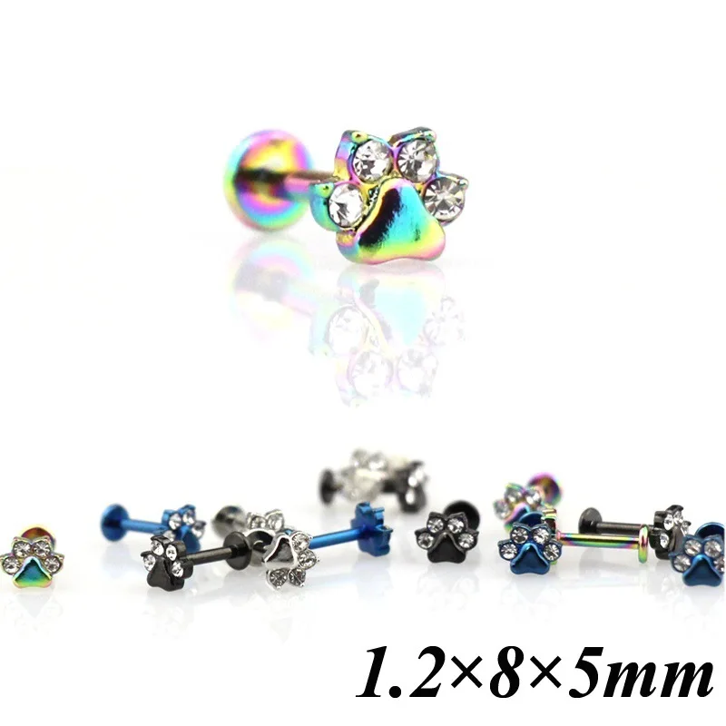 1 шт. циркониевое кольцо в форме лапы для губ из нержавеющей стали с внутренней