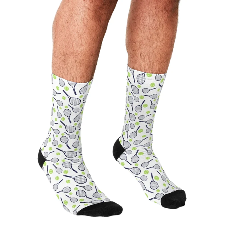 

Funny Men socks Tennis racket and ball Printed hip hop Men Happy Socks cute boys street style Crazy novelty Socks for men