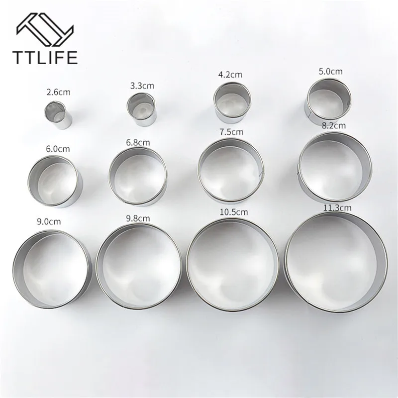 12 шт Круглые Форма нарезки печенья прессформы Нержавеющая сталь мусс для