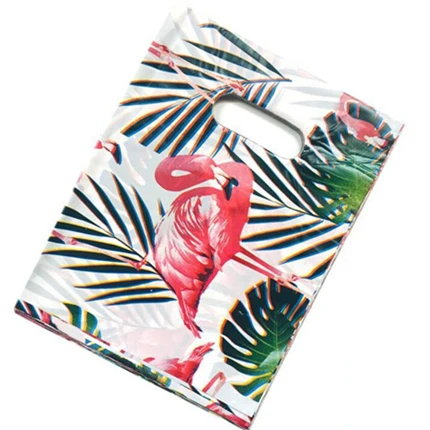 Flamingos and leaves Цельность 20*25 см 50 шт. свадебные подарки бутик подарки Ювелирные изделия пластиковая упаковка сумки для хранения покупок упаковка пластиковые ручки сумки - Цвет: Flamingos and leaves