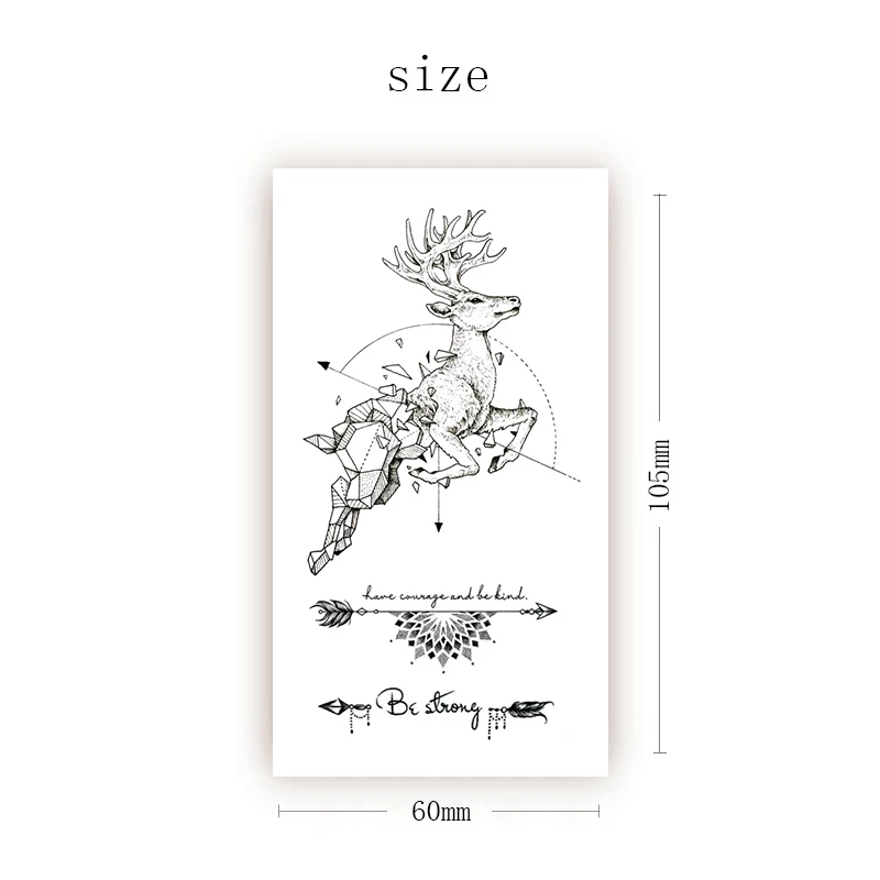 

Elk Fragment Totem Waterproof Temporary Tattoo Sticker Black Arrow Letters Fake Tattoos Flash Tatoos Hand Body Art for Women Men