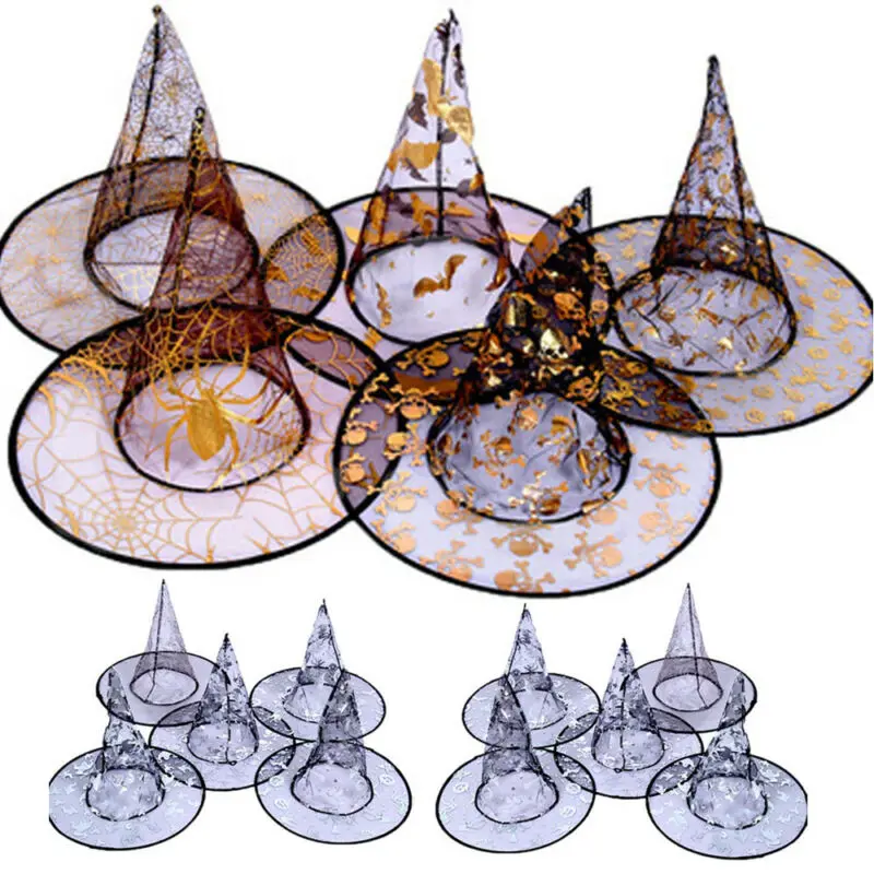 Детский черный плащ накидка злая шляпа ведьмы Золотое нарядное платье с узором