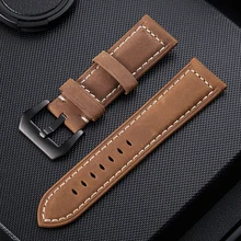 Premium 26mm Gray Black Soft Genuine Leather Watchband Wristband For PAM PAM249 305 422 Big Pilot Wa