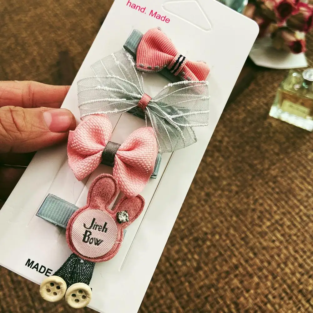 DishyKooker 4Pcs/set Baby Girl Hair Clips Cute Crown Heart Star Flower Bowknot Hairpins Barrettes Headdress | Детская одежда и