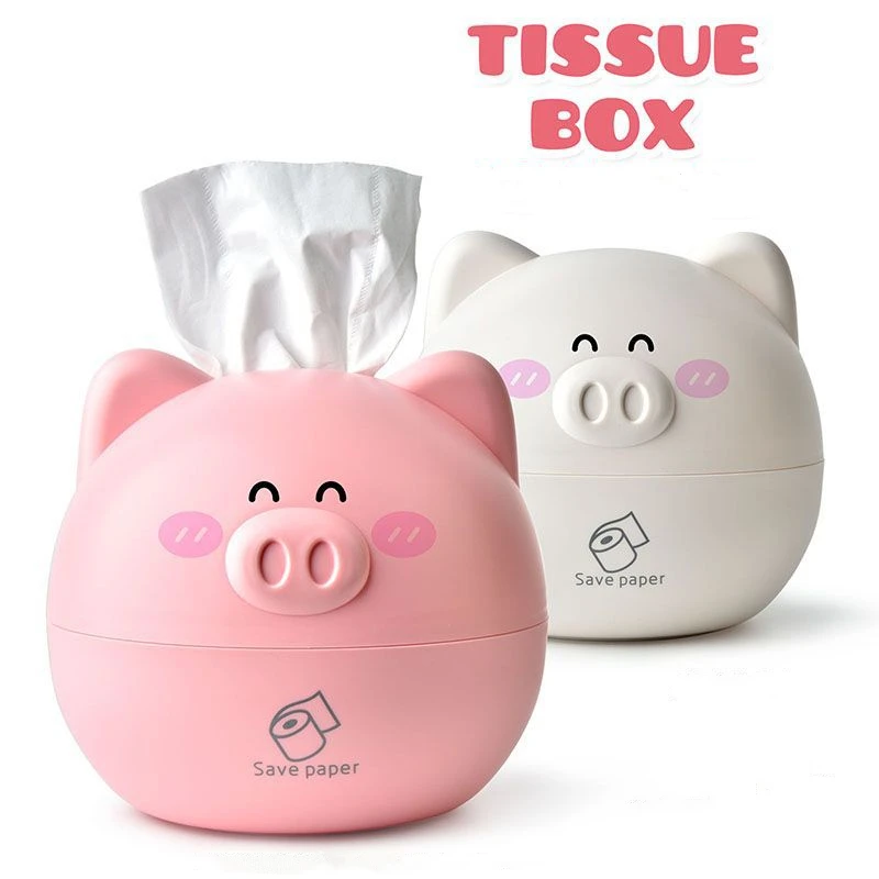 

Cartoon Bear Pig Tissue Box Household Round Paper Paper Storage Box Container Towel Napkin Tissue Holder Organizer for Kitchen