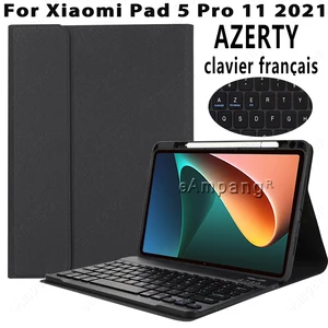 azerty keyboard case with pencil holder for xiaomi pad 5 pro 11 2021 cover azert french keyboard for xiaomi mi pad 5 mipad 5 pro free global shipping